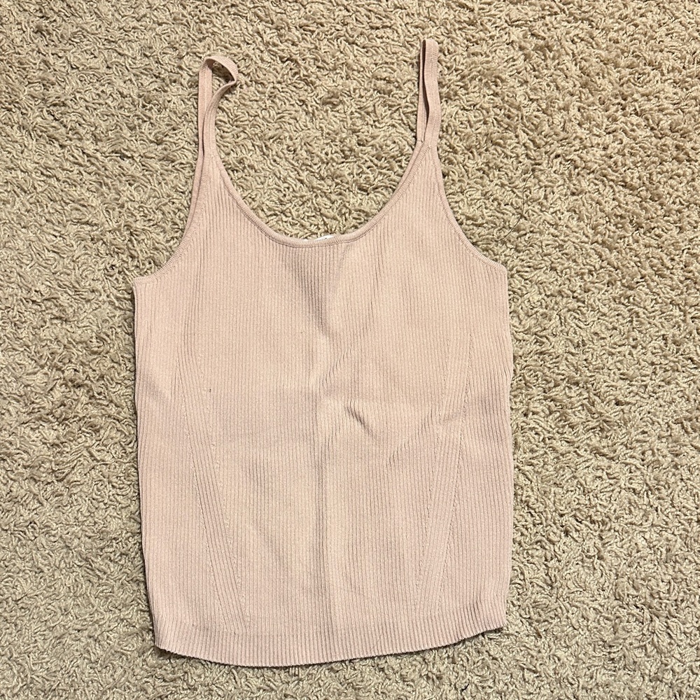 Elegant Women's Ribbed Camisole - Blush Pink
